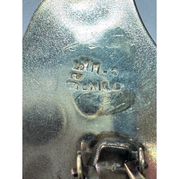 Vintage Estate Sterling Silver 830 Clip-On Fan Earrings, 18.9g, 1.5" Wide - Picture 5 of 8